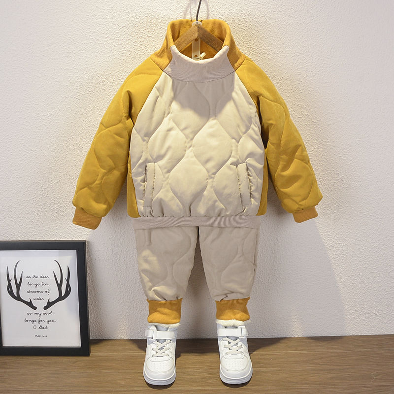 Boys and children's cotton padded suit 2020 new foreign children's winter clothes thickened cotton padded clothes baby autumn and winter sweater two-piece set