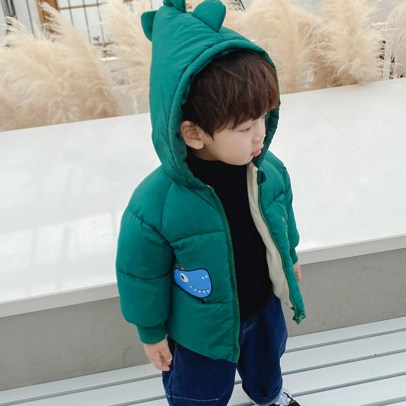 Children's cotton padded clothes new middle and small children's Plush thickened warm cotton padded jacket men's and women's baby dinosaur coat children's cotton padded clothes winter