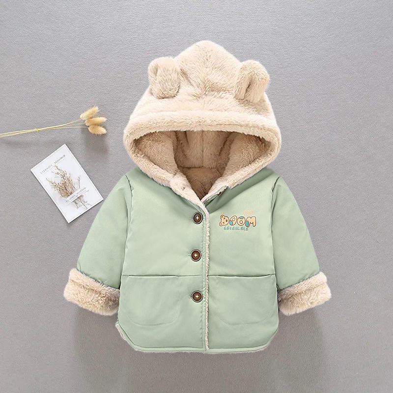 Off season Plush thickened children's down cotton padded clothes men's and women's cotton padded clothes baby cotton padded jacket lamb cashmere coat on both sides in winter