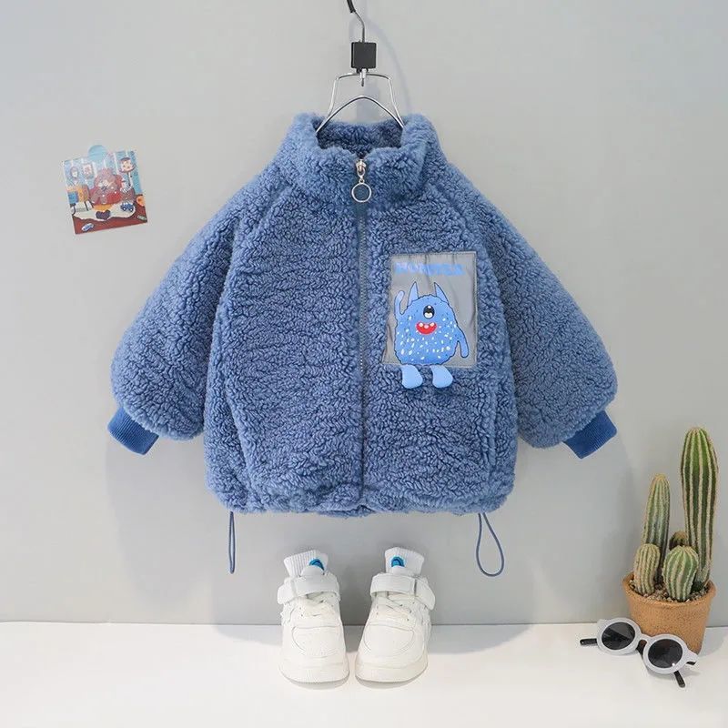 Children's coat  new autumn and winter clothes Plush thickened baby winter lamb wool foreign style boys' and girls' cotton clothes