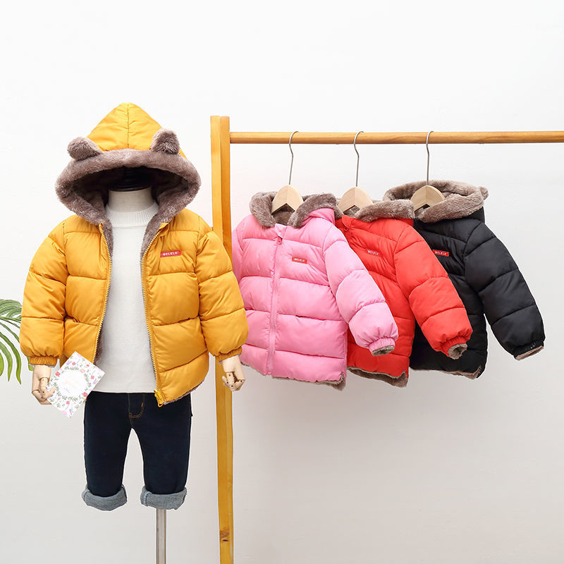 Off season Plush thickened children's down cotton padded clothes men's and women's cotton padded clothes baby cotton padded jacket lamb cashmere coat on both sides in winter