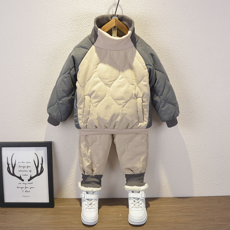 Boys and children's cotton padded suit 2020 new foreign children's winter clothes thickened cotton padded clothes baby autumn and winter sweater two-piece set