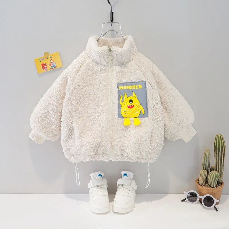 Children's coat  new autumn and winter clothes Plush thickened baby winter lamb wool foreign style boys' and girls' cotton clothes