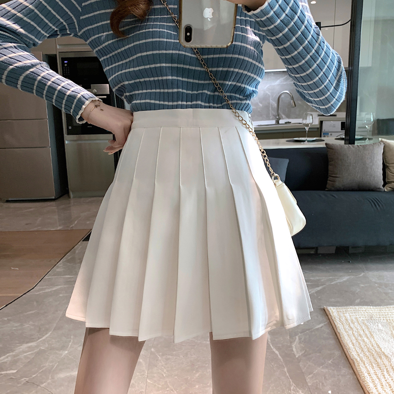 Good quality black pleated skirt women's new autumn skirt high waist slim A-line short skirt versatile JK skirt