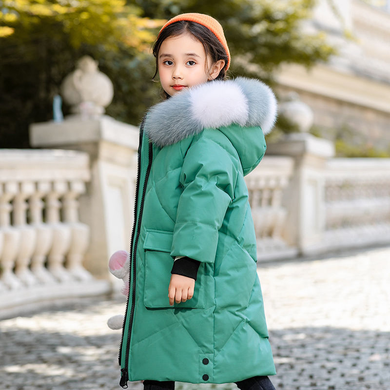 Girls' medium and long cotton padded clothes  new cotton padded jacket children's winter clothes girls' foreign style thickened coat medium and large children's cotton padded clothes