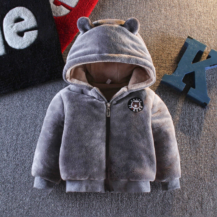 Children's coat  autumn winter new boys' and girls' wool sweater baby autumn winter Plush thickened warm zipper shirt