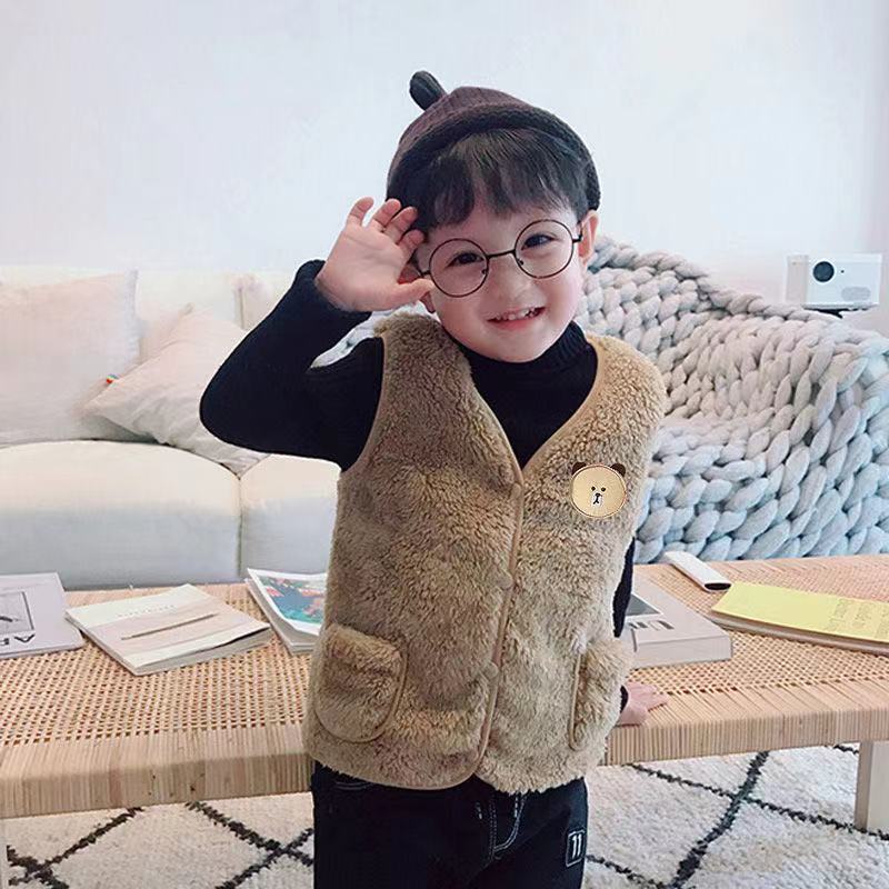 2021 new children's coral velvet vest autumn winter baby warm cotton vest boys and girls wear inside and outside fashion