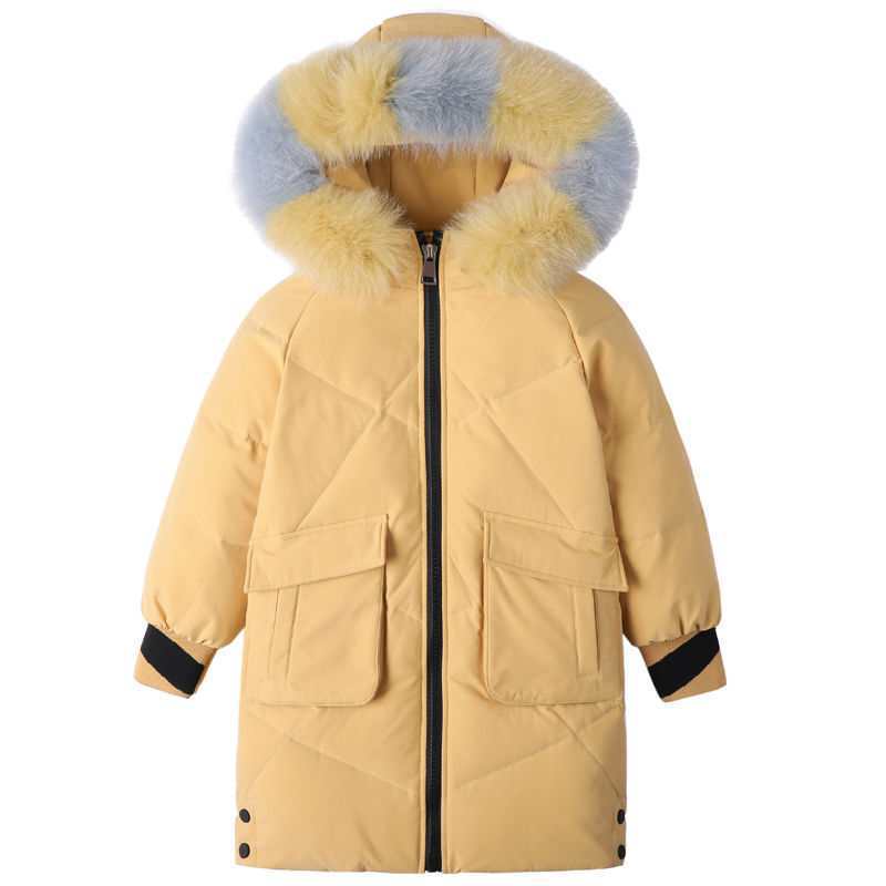 Girls' medium and long cotton padded clothes  new cotton padded jacket children's winter clothes girls' foreign style thickened coat medium and large children's cotton padded clothes