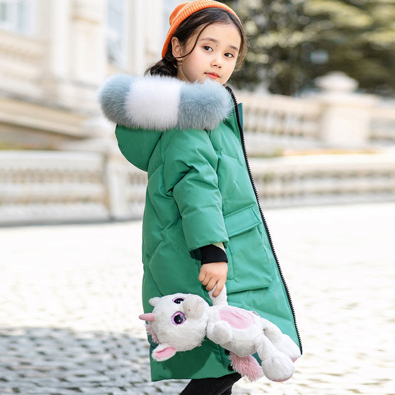 Girls' medium and long cotton padded clothes  new cotton padded jacket children's winter clothes girls' foreign style thickened coat medium and large children's cotton padded clothes