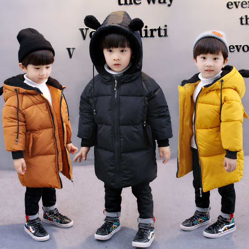 Children's down jacket medium and long boys' and girls' clothes thickened girls' autumn and winter middle children's baby coat foreign style