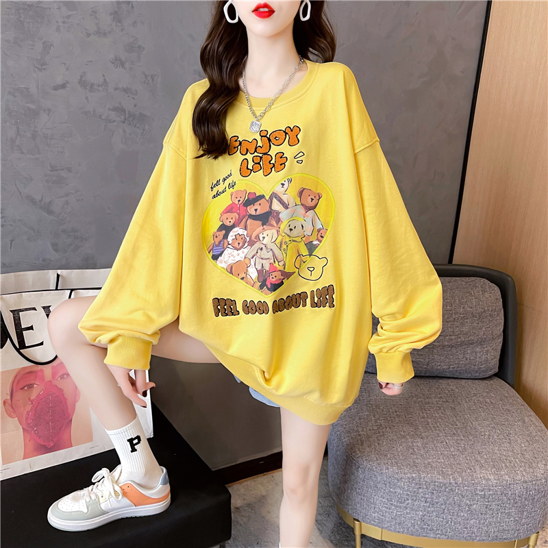 Autumn clothes Korean fashion round neck autumn thin heavy industry sweater women's medium and long loose