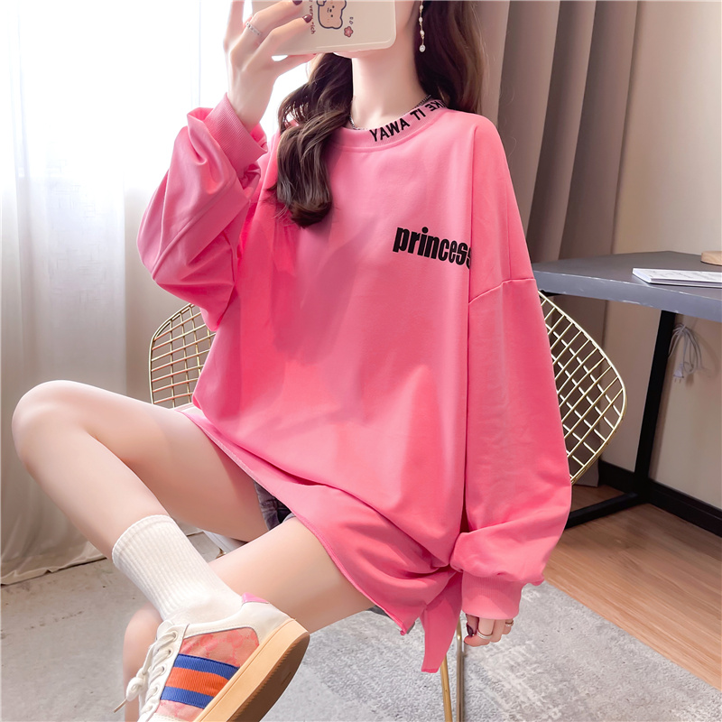 Autumn Korean version upper round neck autumn thin sweater women's embroidered top trendy Japan and South Korea