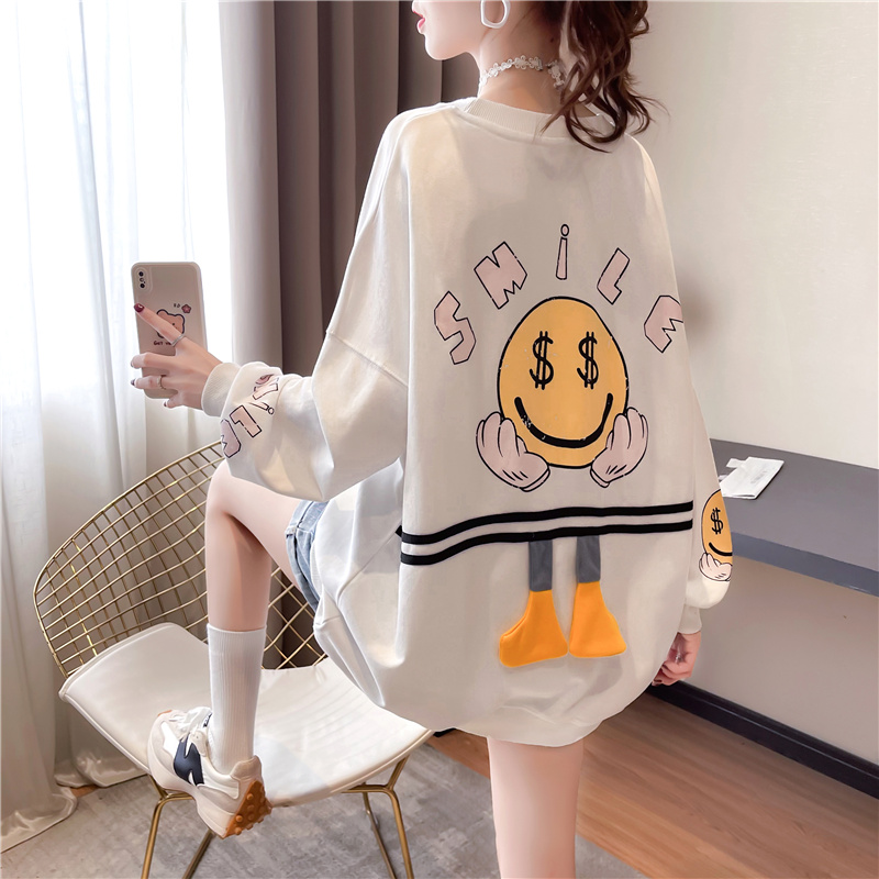 Autumn new mid length loose sweater women's Japanese and Korean top fashion