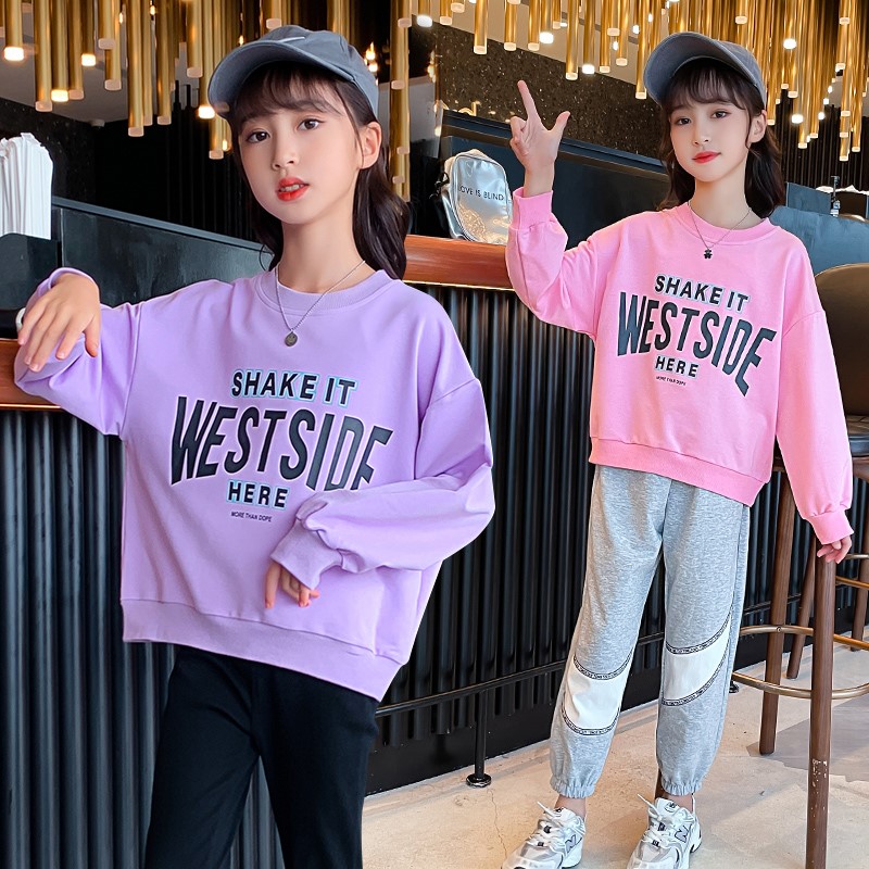 2021 new girls' sweater children's net red foreign style bottomed shirt Korean personalized little girls' spring and autumn top