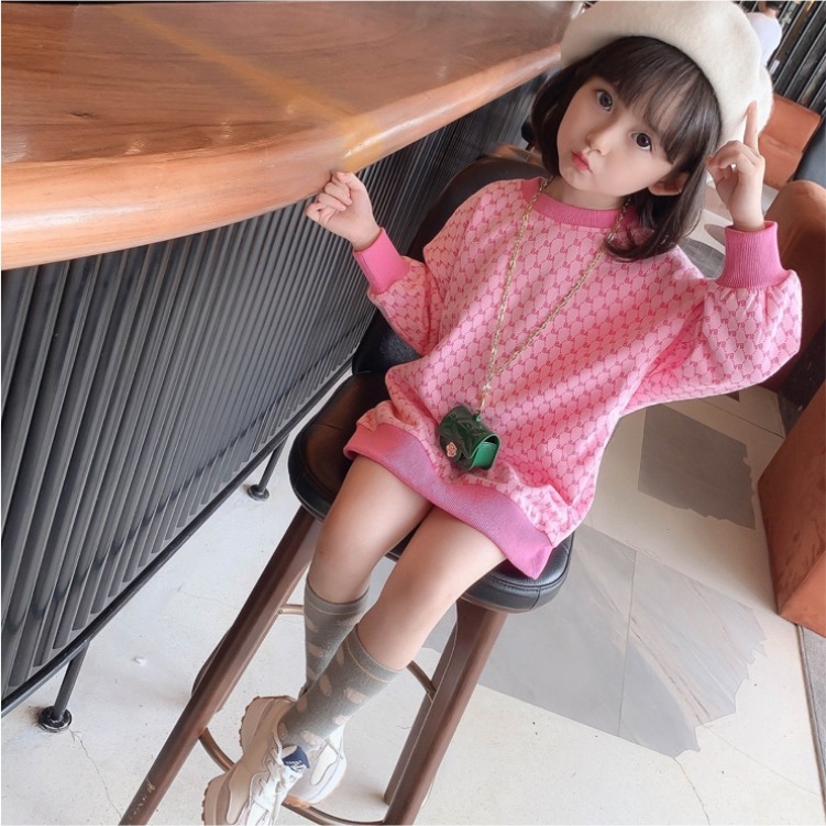 Girls' sweater autumn 2021 new children's autumn winter Korean version foreign style middle school children's long loose sweater skirt