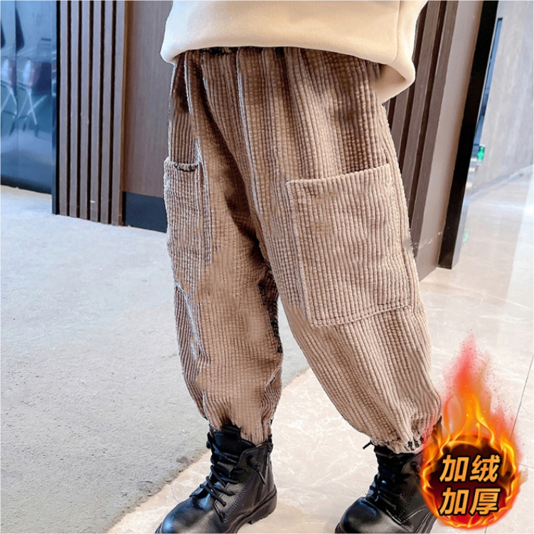 Autumn clothes popular baby cute children's clothes 2021 foreign style elastic outer wear autumn and winter children's Corduroy Pants trend