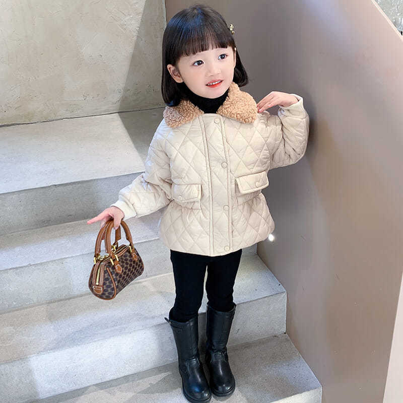 Girls' cotton padded clothes winter clothes new children's fashion Korean cotton padded jacket thickened cotton padded clothes little girls' middle and small children's foreign style jacket