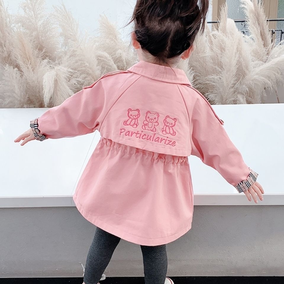 Girls' windbreaker coat 2021 new spring and autumn children's foreign style top children's medium and long clothes girls' autumn clothes