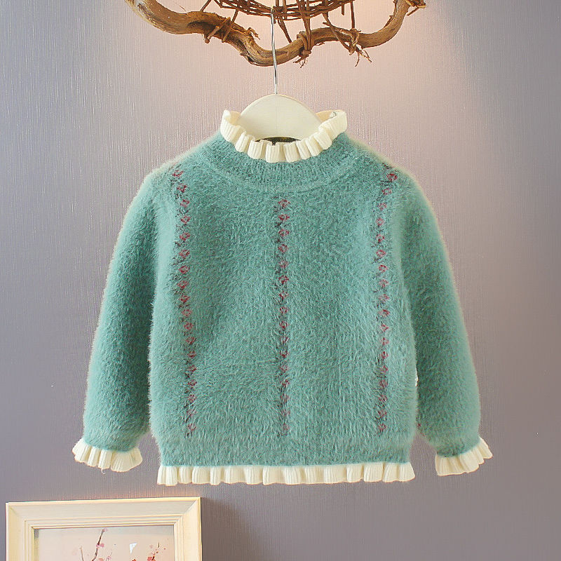Girls' autumn baby mink sweater 2021 new baby children's new foreign style pop autumn and winter long sleeve top
