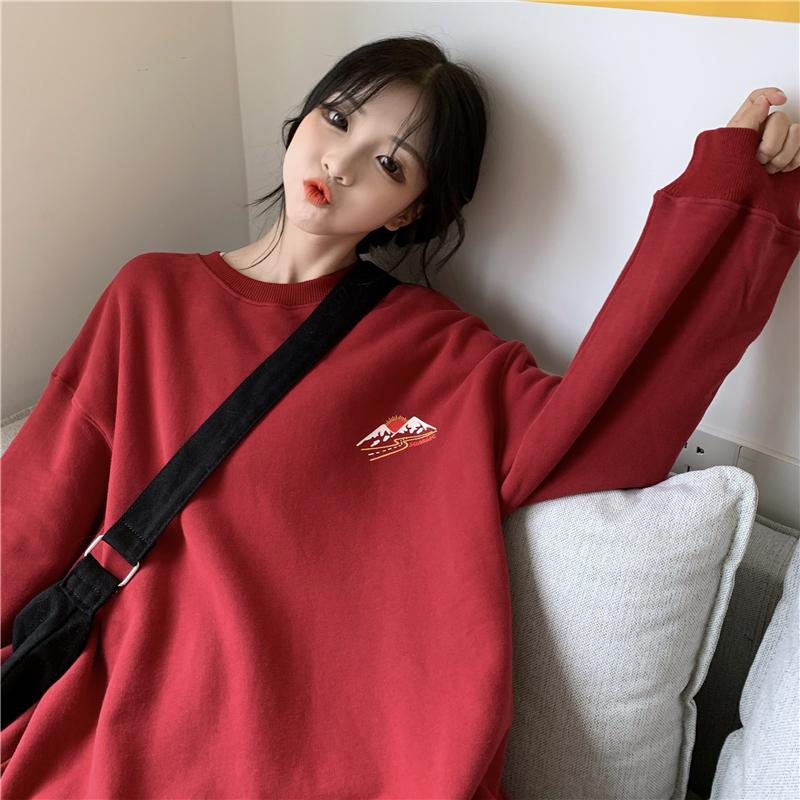Plush and thickened fried Street salt sweet cool long sleeve sweater women's loose Korean BF lazy style 2021 minority clothes