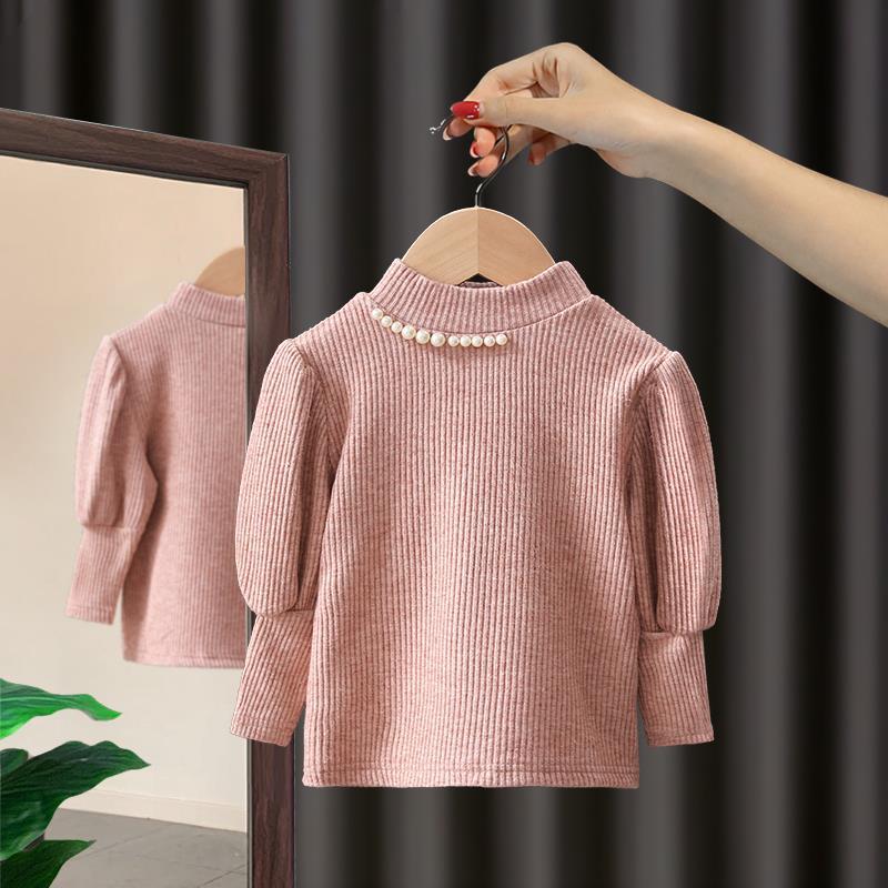 Girls' bottoms  new children's clothes long sleeve T-shirt children's autumn and winter Plush top 3 girls' spring clothes