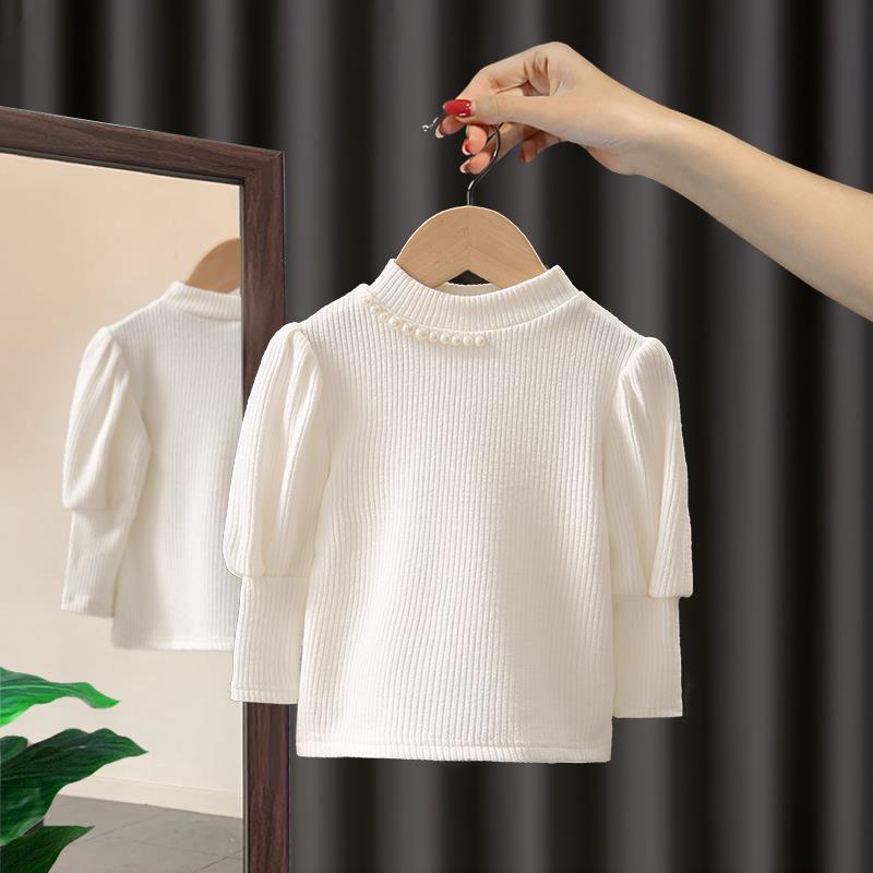 Girls' bottoms 2022 new children's clothes long sleeve T-shirt children's autumn and winter Plush top 3 girls' spring clothes
