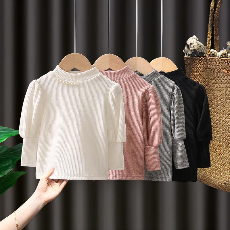 Girls' bottoms  new children's clothes long sleeve T-shirt children's autumn and winter Plush top 3 girls' spring clothes