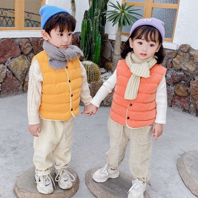 [Plush thickening] new children's down cotton vest in autumn and winter, medium and small children's vest, warm shoulder for boys and girls