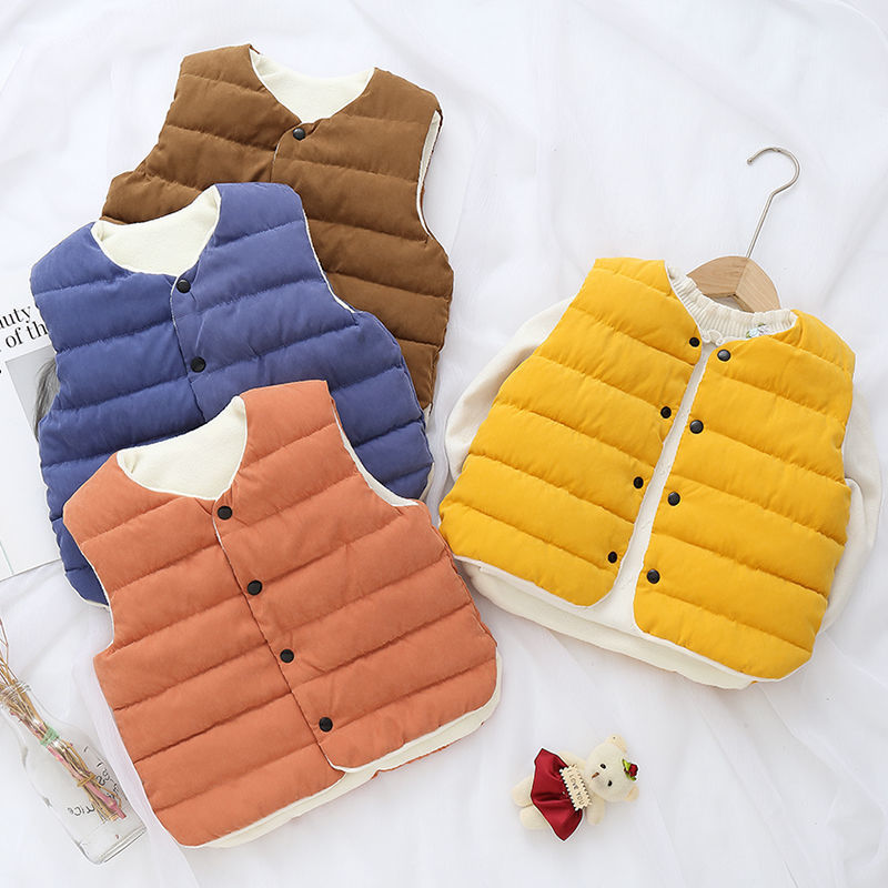 [Plush thickening] new children's down cotton vest in autumn and winter, medium and small children's vest, warm shoulder for boys and girls