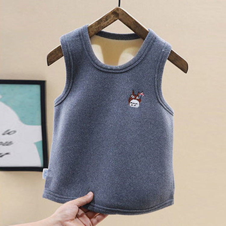 Children's Vest plush and thickened in winter men's and women's spring and autumn 2021 new baby bottomed warm vest for winter wear