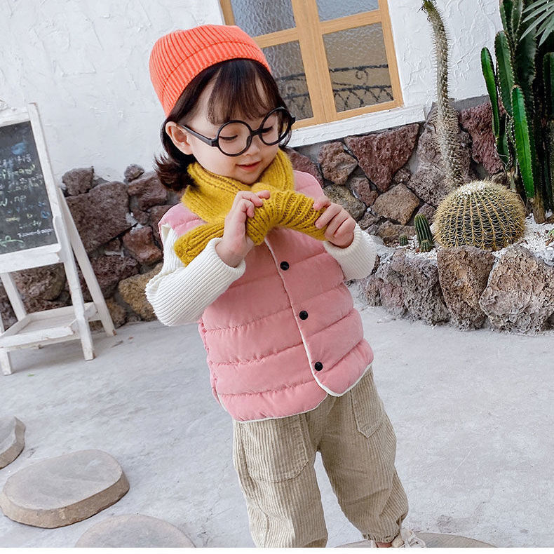 [Plush thickening] new children's down cotton vest in autumn and winter, medium and small children's vest, warm shoulder for boys and girls