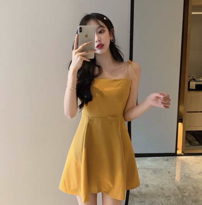 Europe and the United States 2021 new small man suspender wrap chest dress, women's Mori department, foreign style, slim waist, short Fairy
