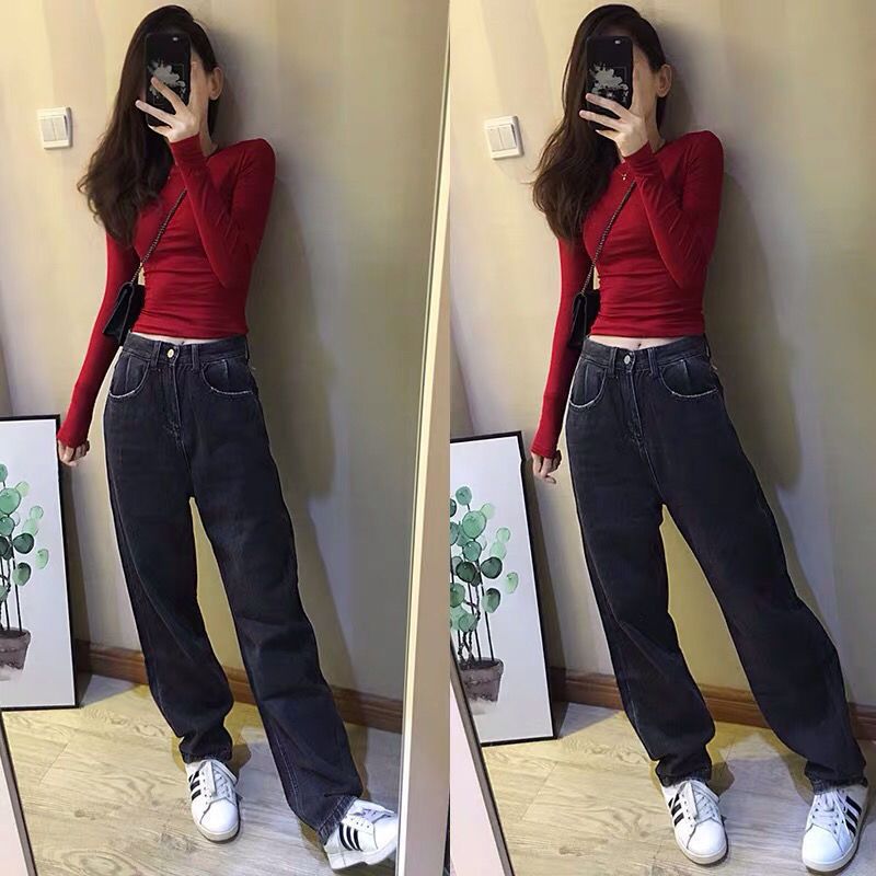 2021 Korean women's new round neck slim fit thick sexy tight long sleeve bottomed shirt T-shirt