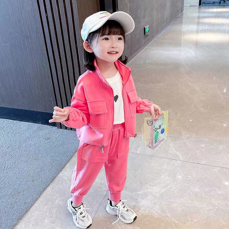 Girls' set spring and autumn 2021 new girls' baby exotic work clothes little children's net red children's wear two-piece autumn suit
