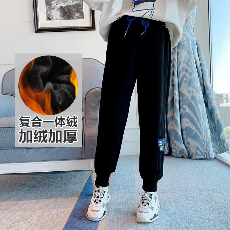 Girls' Plush pants autumn and winter Korean sports pants 2021 new children's fashion guard Pants Girls' casual pants