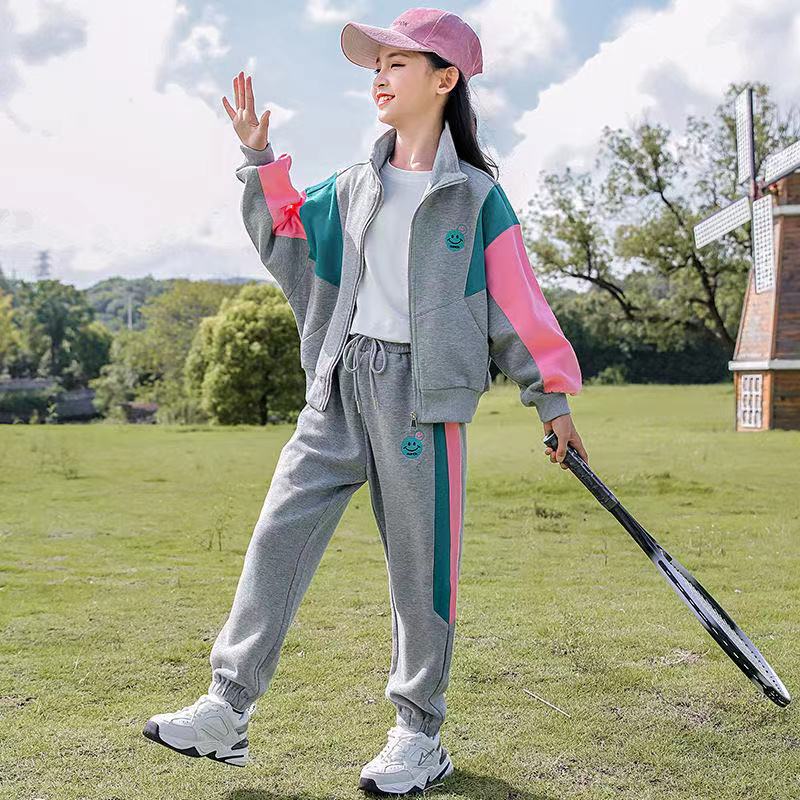 Girls' set spring and autumn 2021 new children's foreign style net red autumn girls' fashionable leisure sports two-piece set