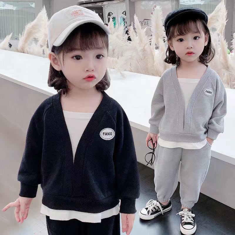Net red girl boy's exotic spring and autumn suit 2021 new children's Korean fashionable casual two-piece suit