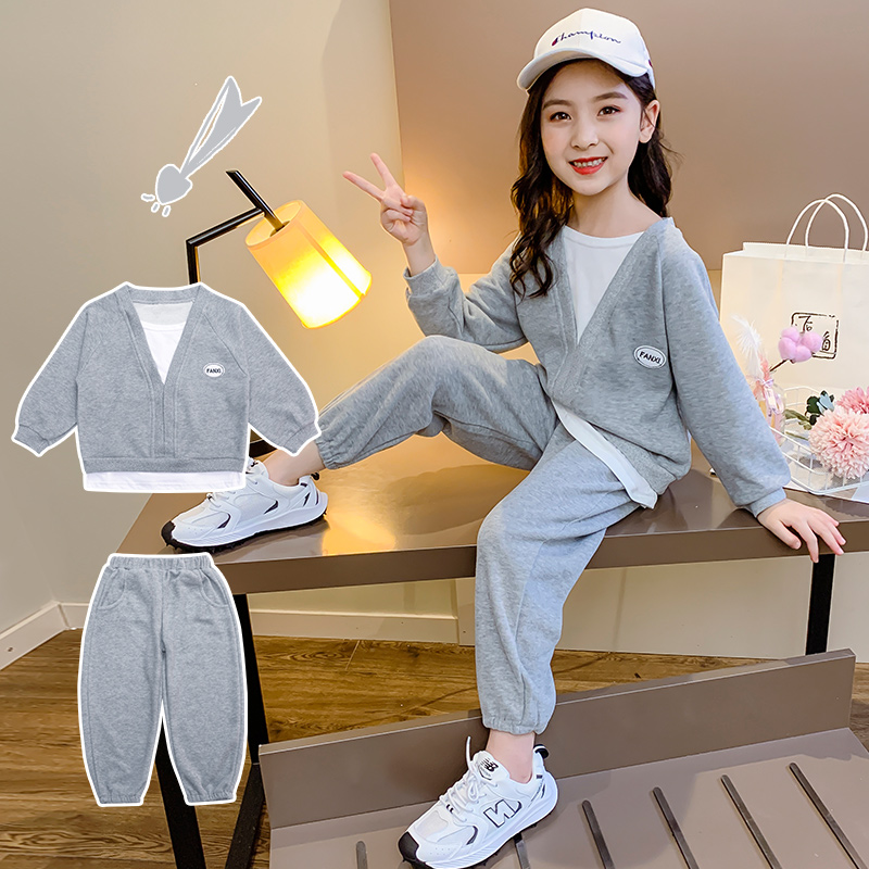 Girls and boys' exotic spring and autumn set 2021 new children's leisure two-piece set Korean fashion