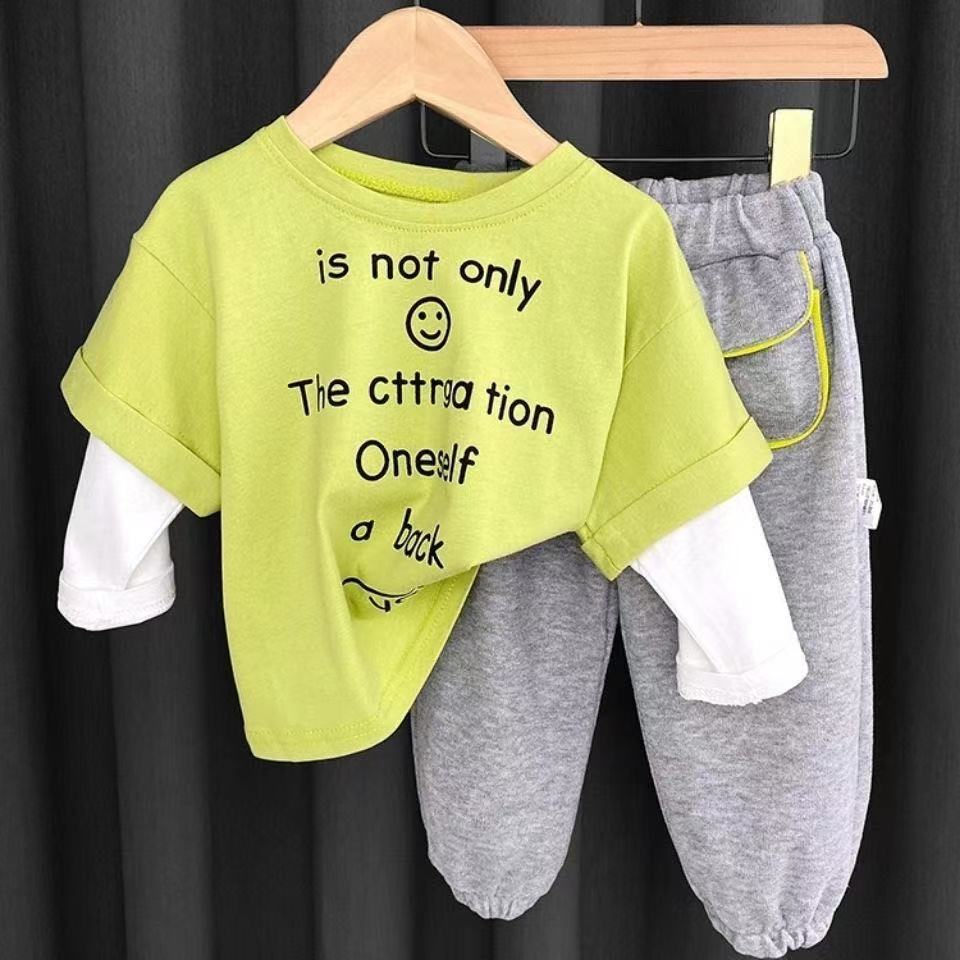 Boys' spring suit 2021 new baby children's handsome fashion brand net red sports suit children's baby Korean T1