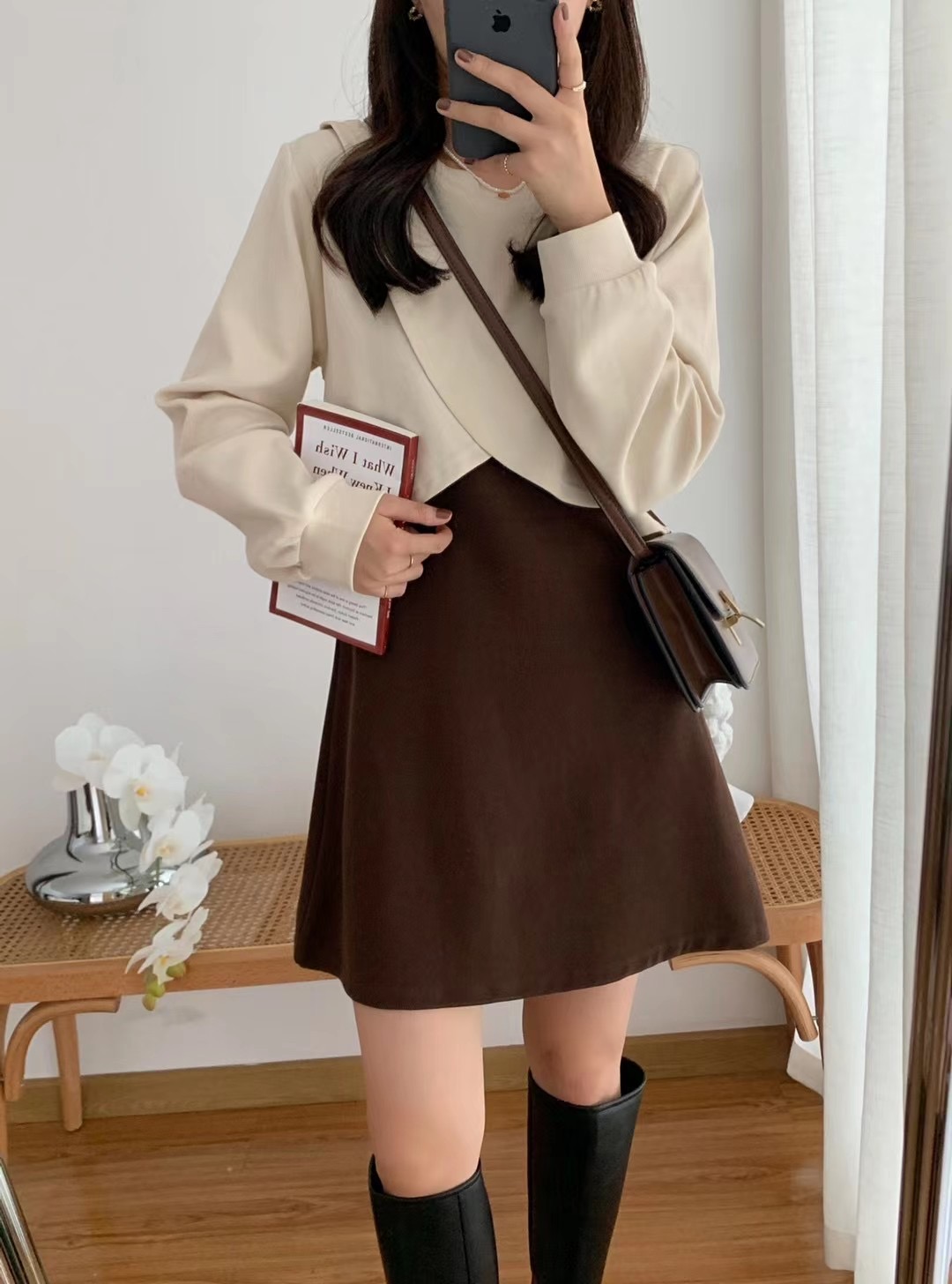 Victory2 port style irregular blouse vest skirt set Autumn New Retro small design dress