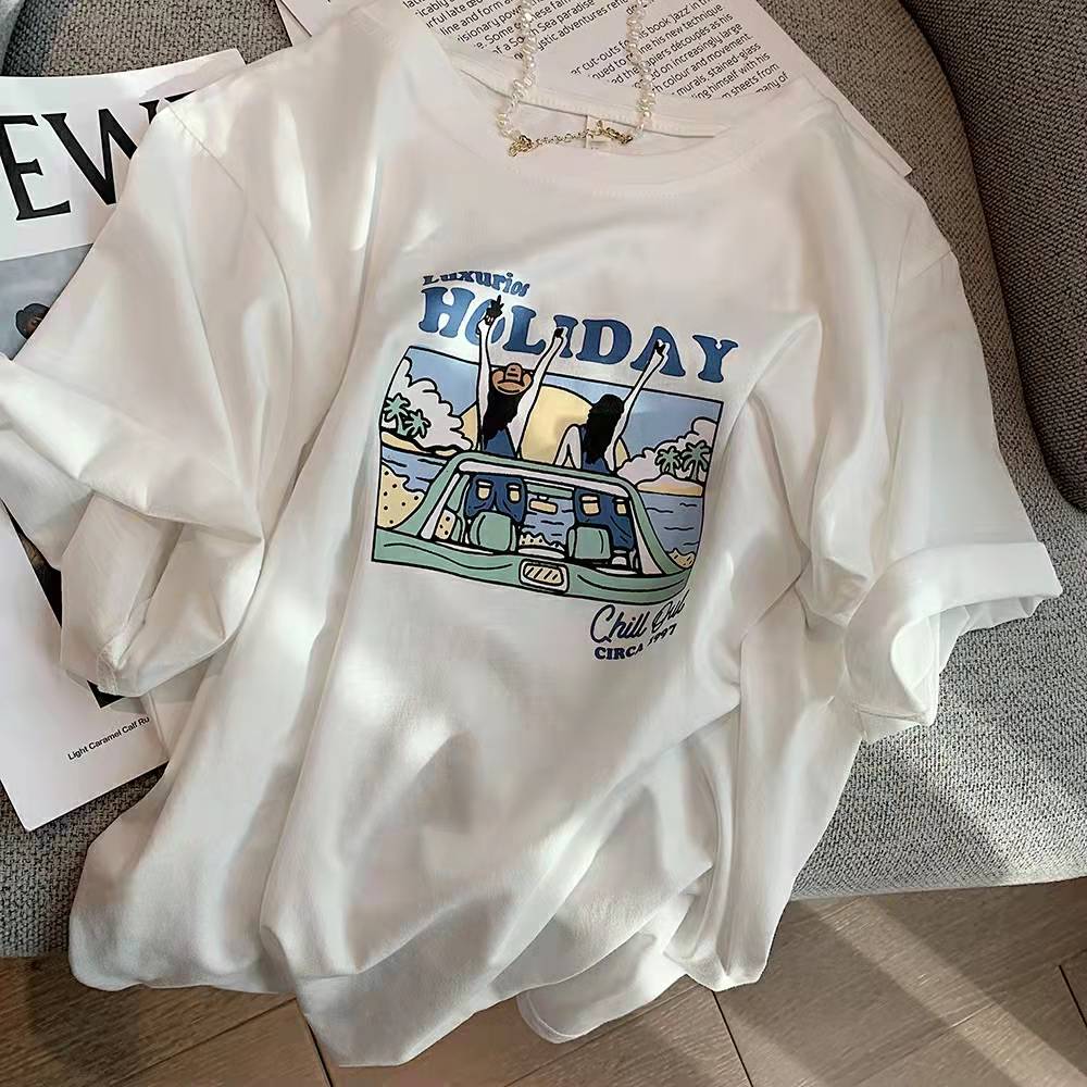 Short sleeved T-shirt women's 2022 new round neck student top women's fashion
