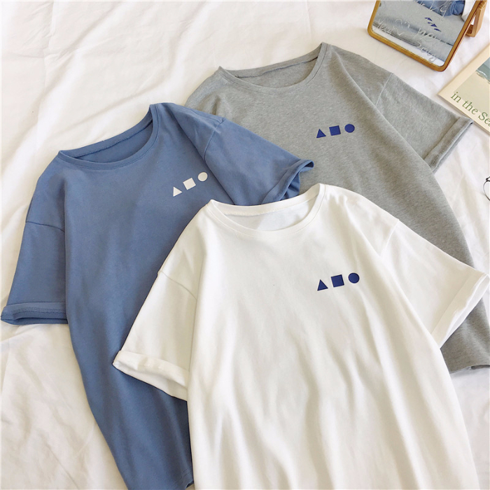 Geometric pattern short sleeve T-shirt women's 2022 summer new super fire CEC top