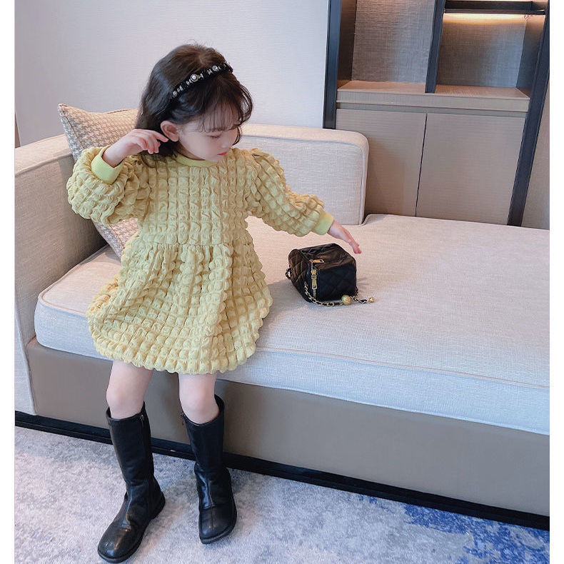 Girls dress  autumn new girl baby long sleeved net Red Princess Dress little girl foreign style children's dress