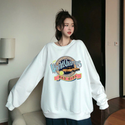 Women's sweater Plush thickened new Korean ins fashion student short round neck loose hoodless coat