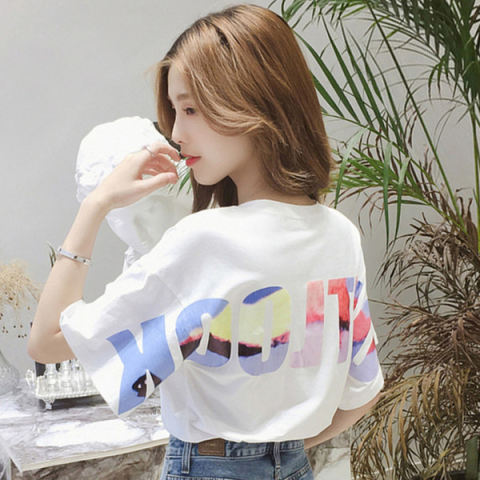 Net red short sleeved T-shirt women's summer new Korean loose lower garment missing super fire CEC top