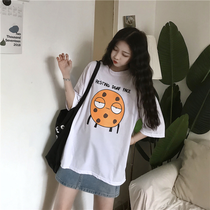 Round neck half sleeve new top simple casual T-shirt women's summer
