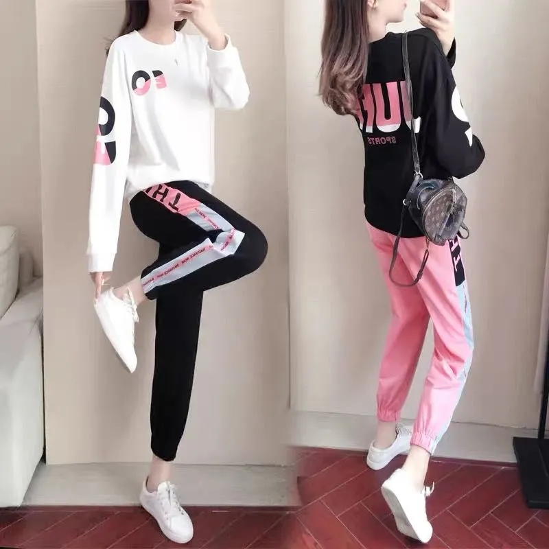 Casual sportswear set women's style ins two-piece set 2021 new Korean autumn fashion