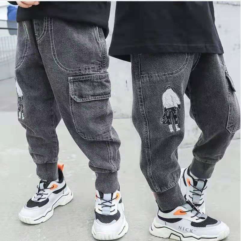 Boys' Plush jeans 2021 new foreign style children's trousers men's treasure winter clothes thickened loose pants for small and medium-sized children [finished on February 16]