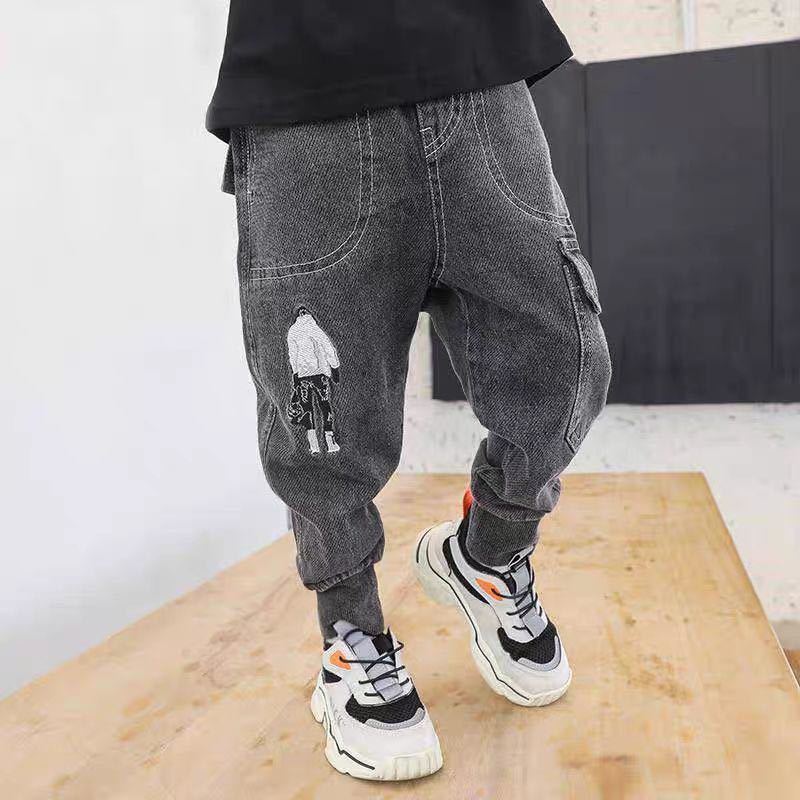Boys' Plush jeans 2021 new foreign style children's trousers men's treasure winter clothes thickened loose pants for small and medium-sized children [finished on February 16]