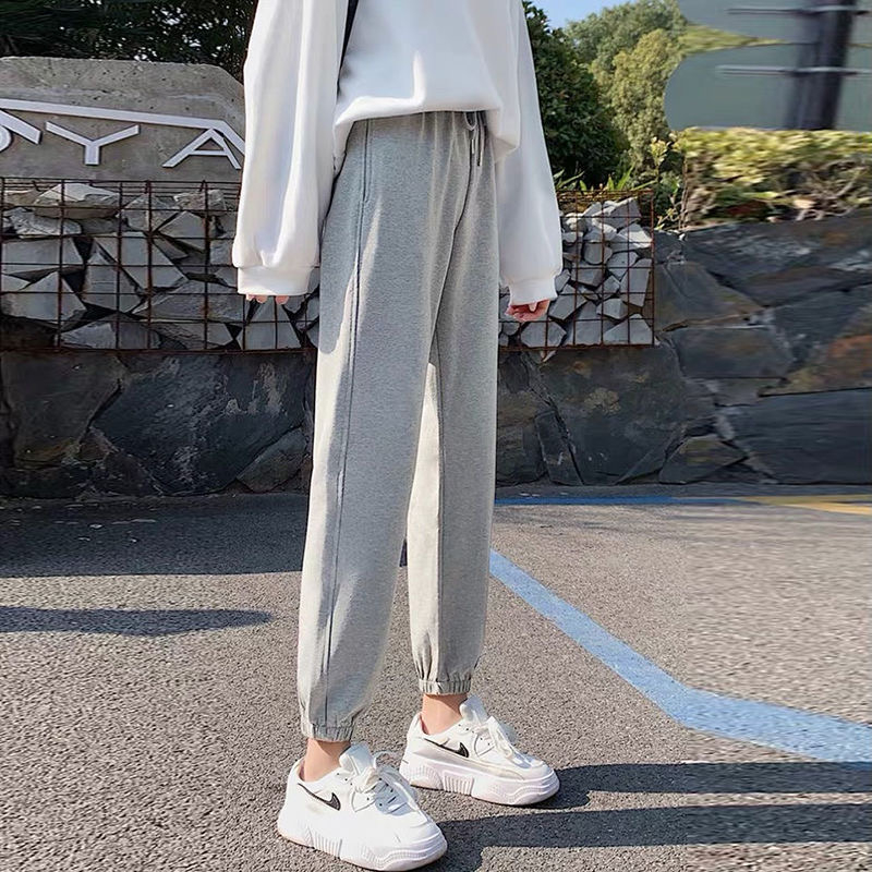 Grey sweatpants women's loose Leggings ins fashion summer new casual pants thin straight pants women's 2020